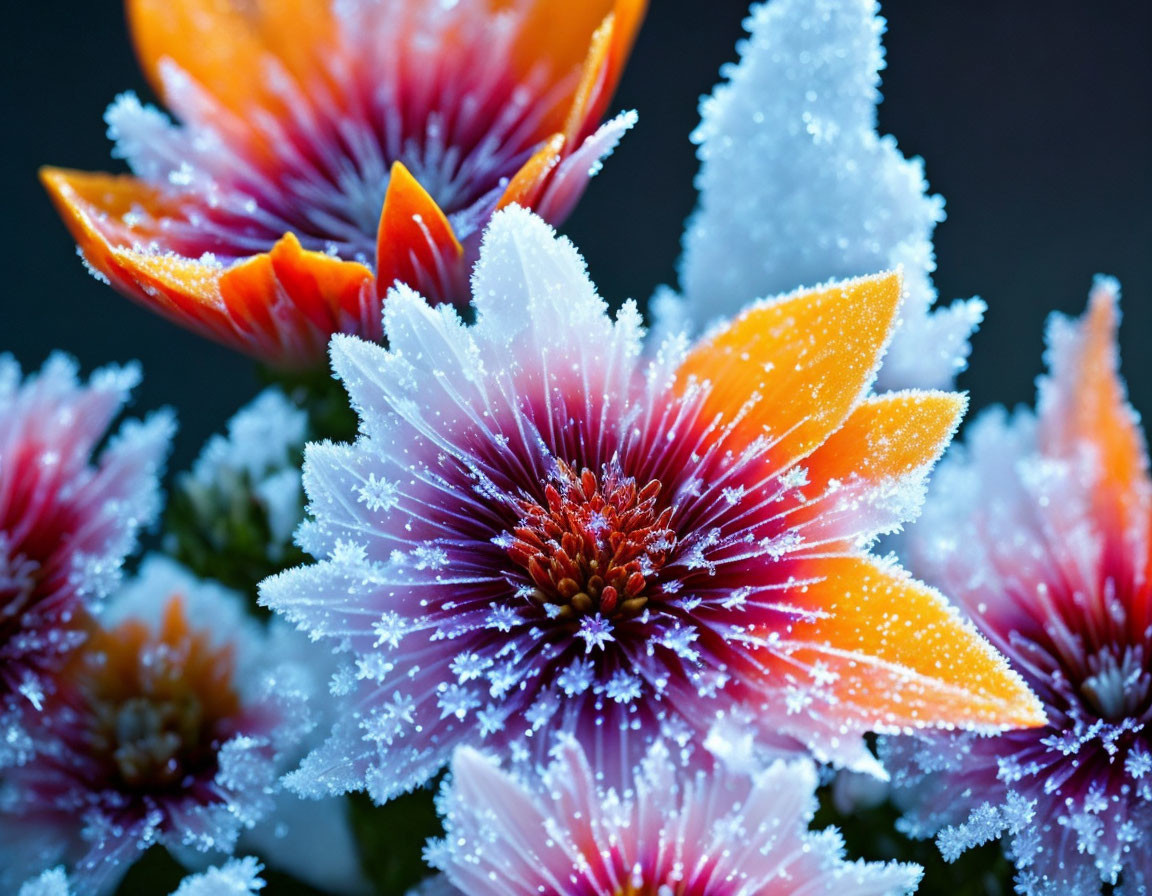flowers of fiery sparks of ice frost