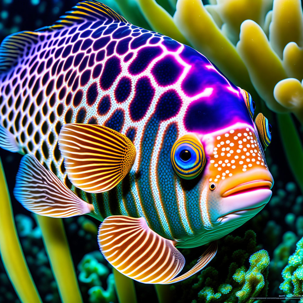 Colorful Clown Triggerfish Swimming Near Coral Reef Displaying Nature's Artistry