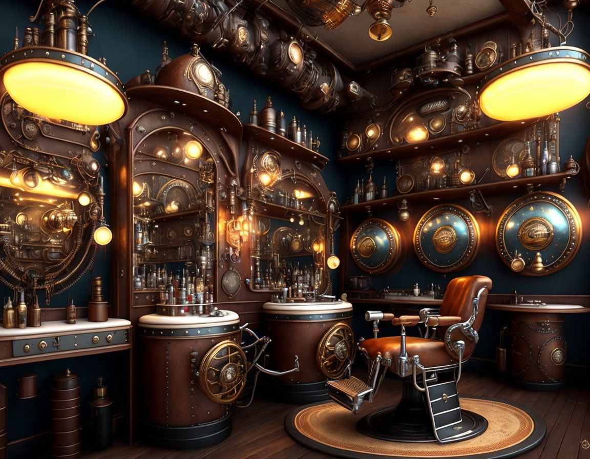 Steampunk barbershop
