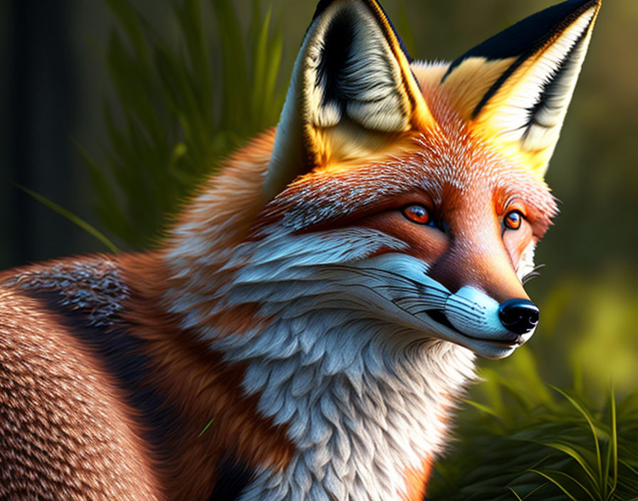 Detailed Fox Artwork with Vibrant Colors and Expressive Eyes