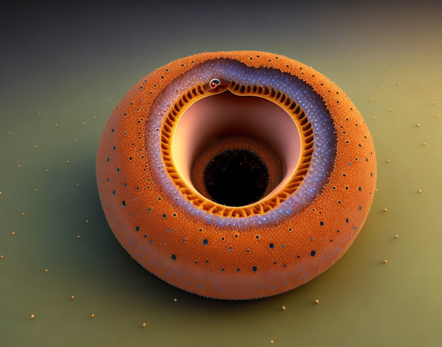 Symmetrical Torus 3D Render with Textured Surface and Gradient Background