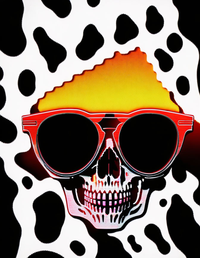 1980-s skull with sunglasses