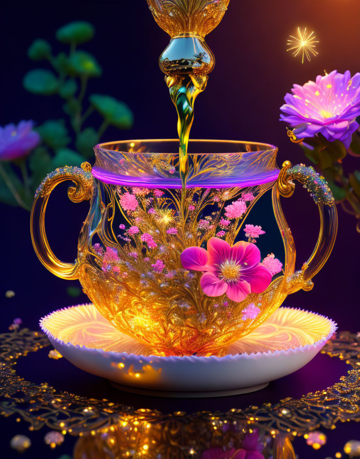  A glass teacup