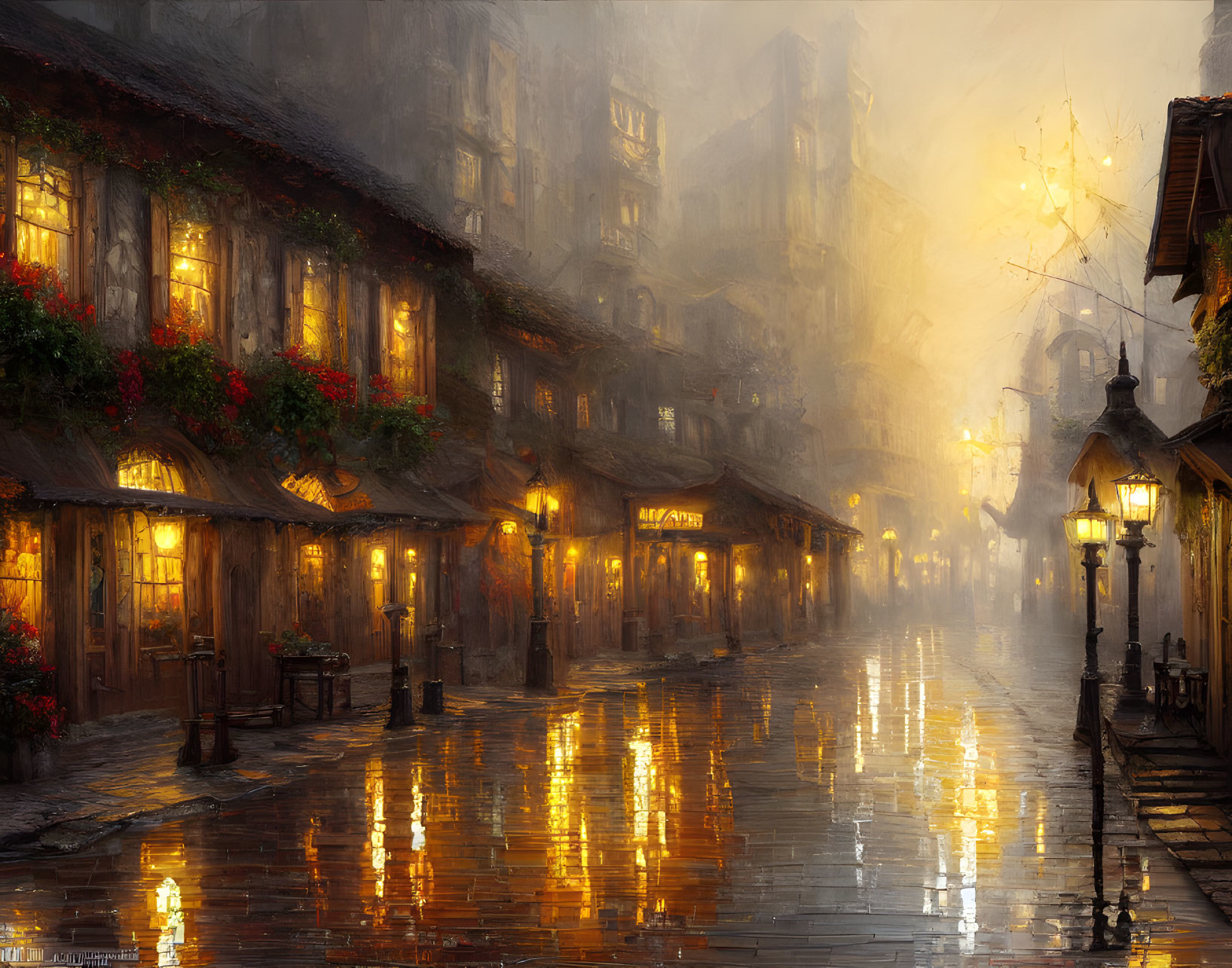 Old Town in the misty day