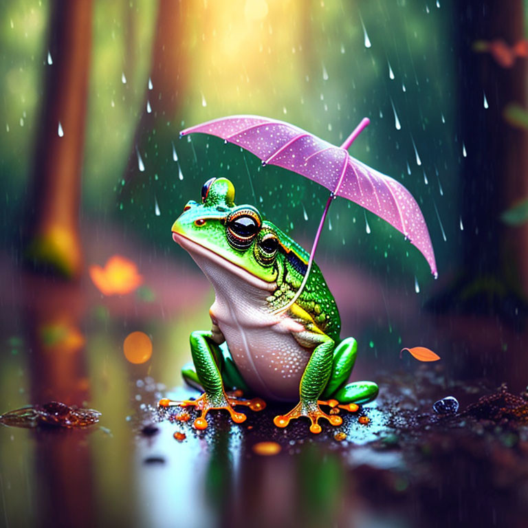 Frog in the rain