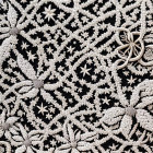 Silver and White Floral Lace Pattern on Black Background