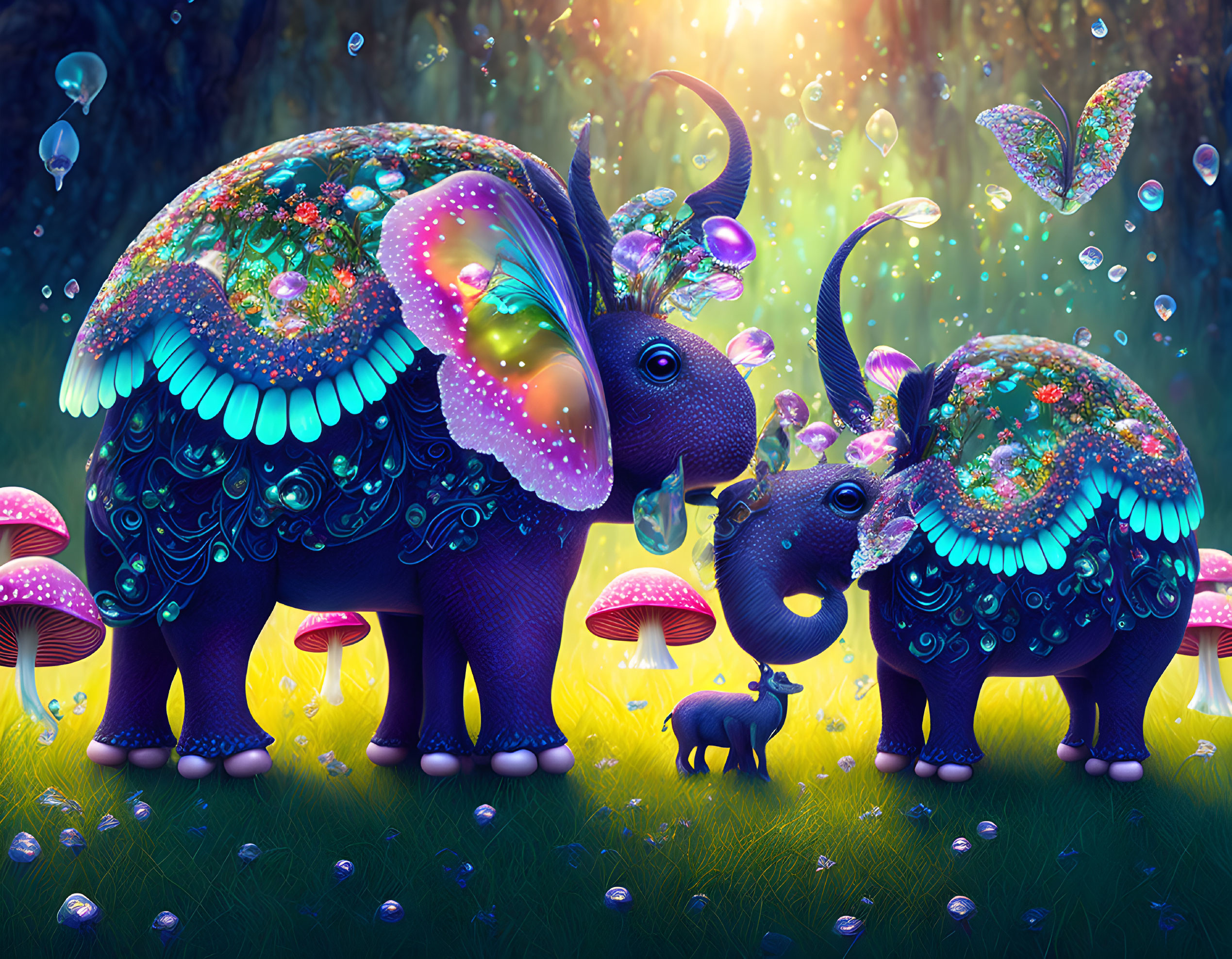 Fairyland with glass mushrooms 
