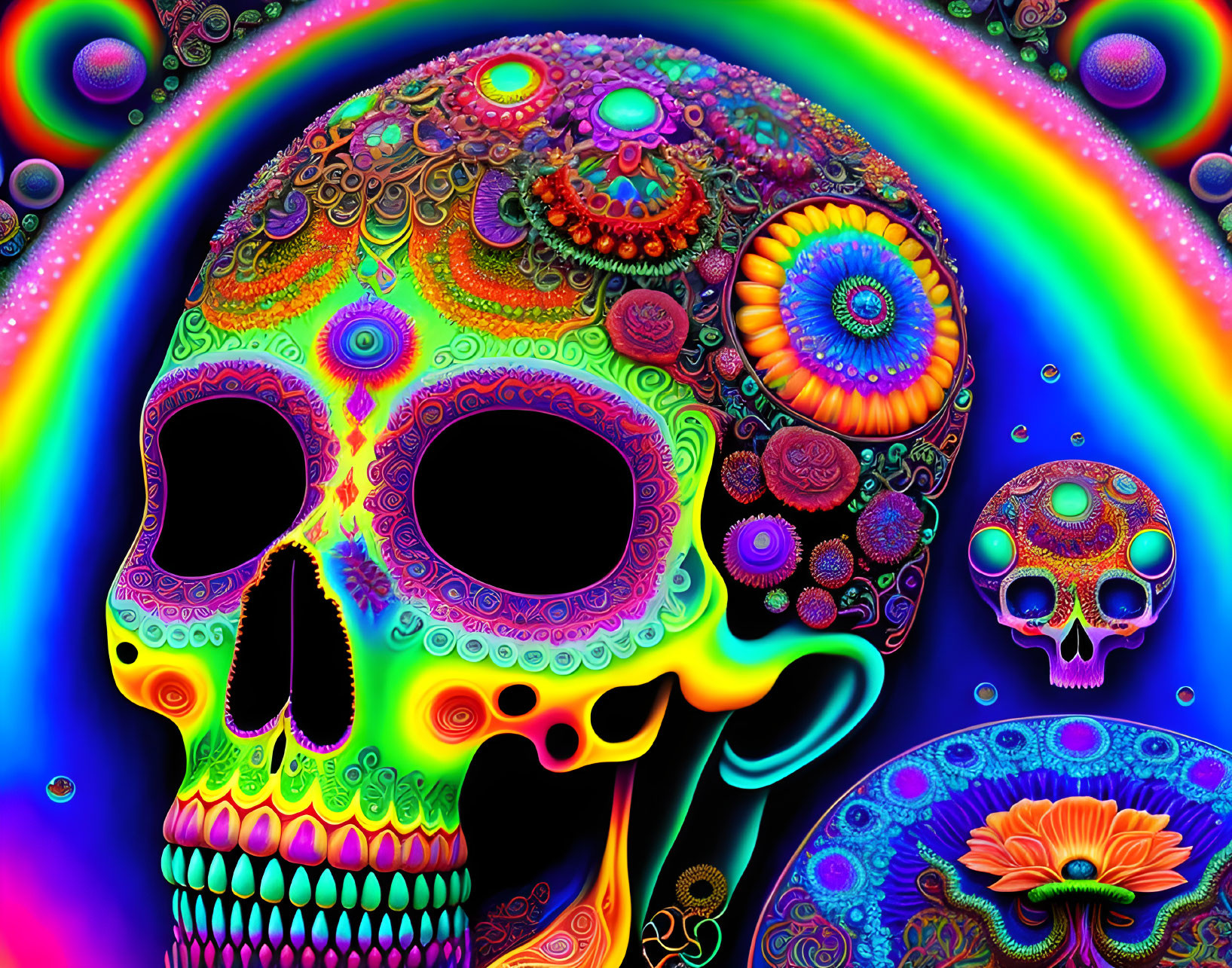 Psychedelic day of the dead skull