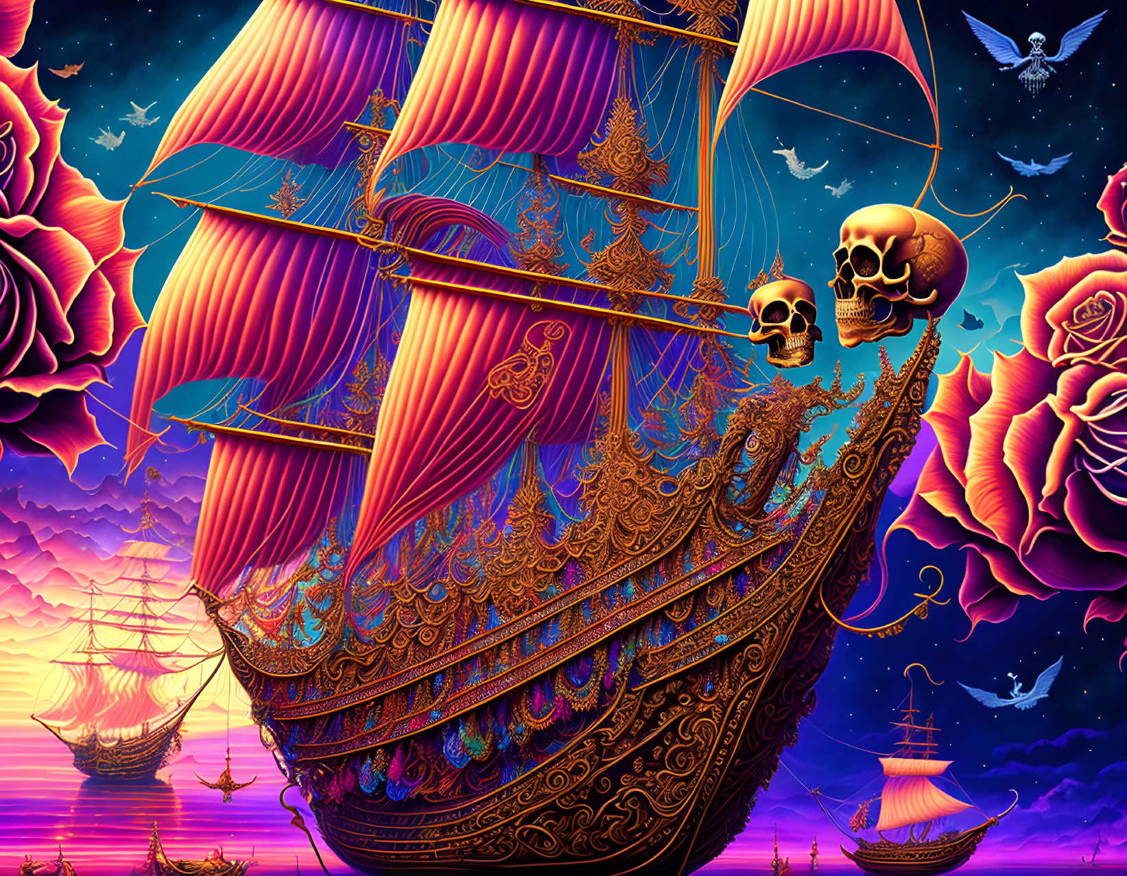 Skeleton pirate ship