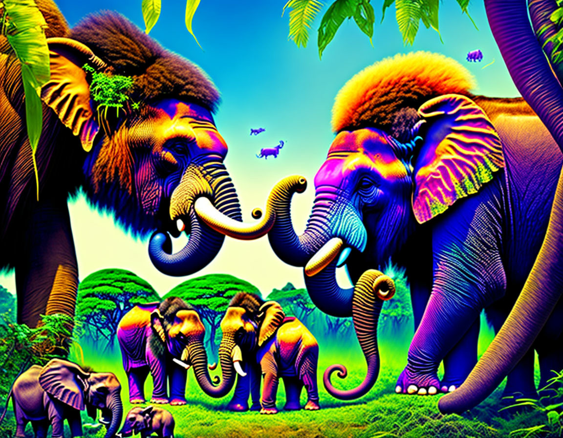 Hybrid animals in the psychedelic jungle