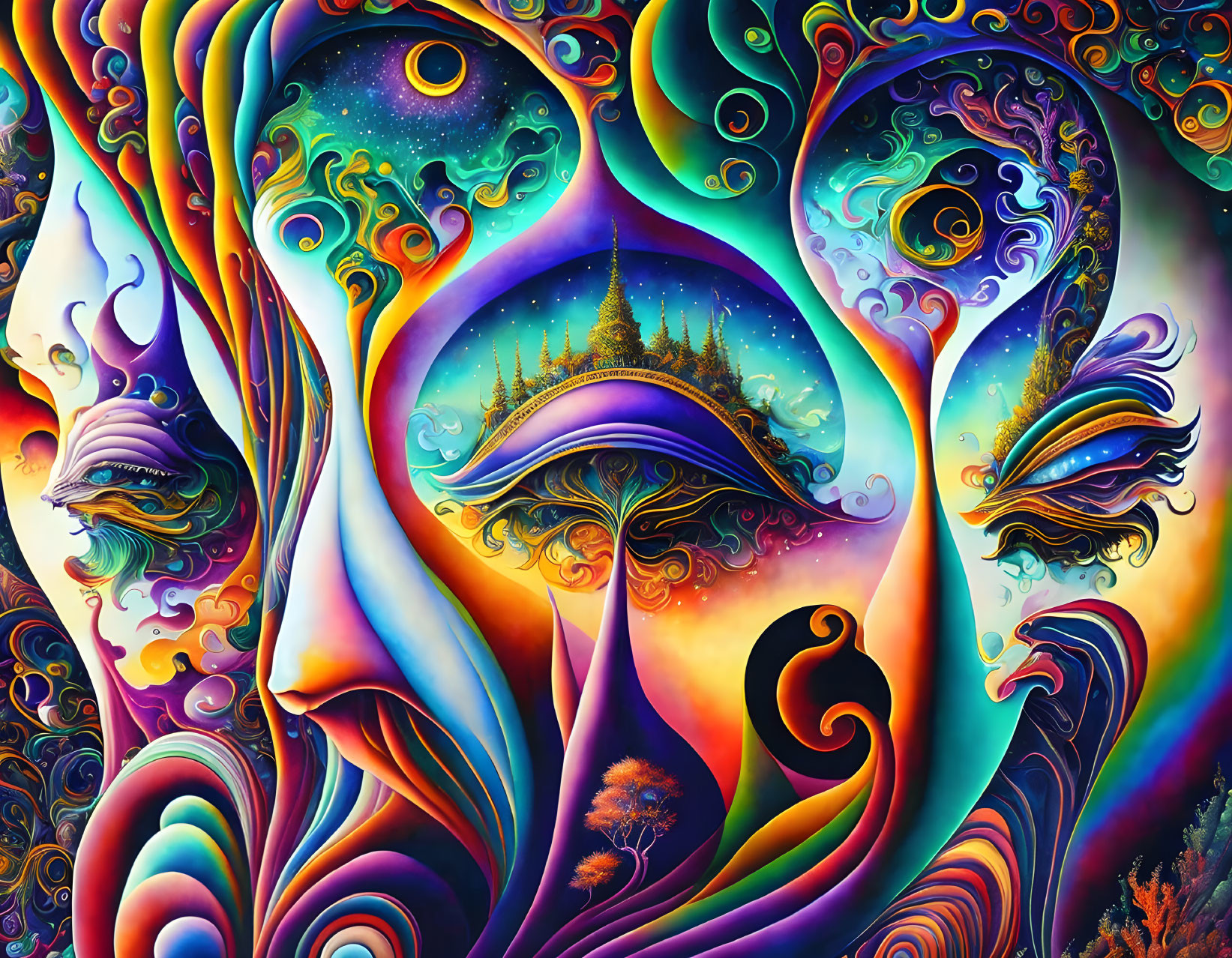 Hidden face in psychedelic colors