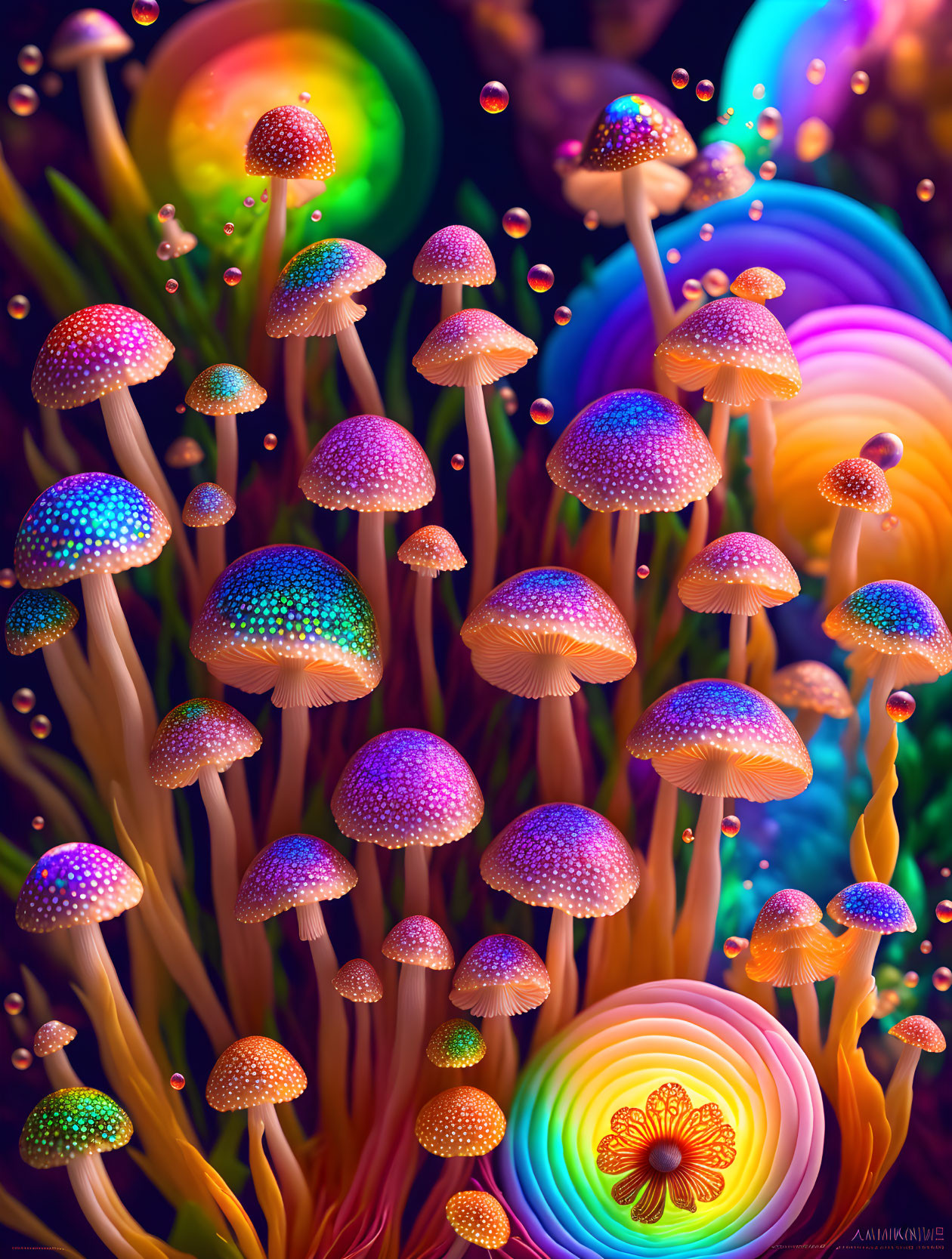 Magic Mushrooms in the Forest 