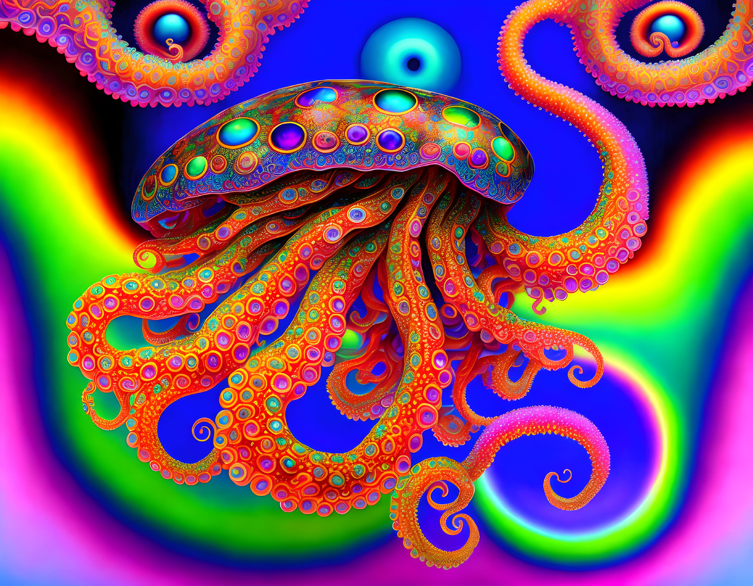 Psychedelic mushroom octopus 