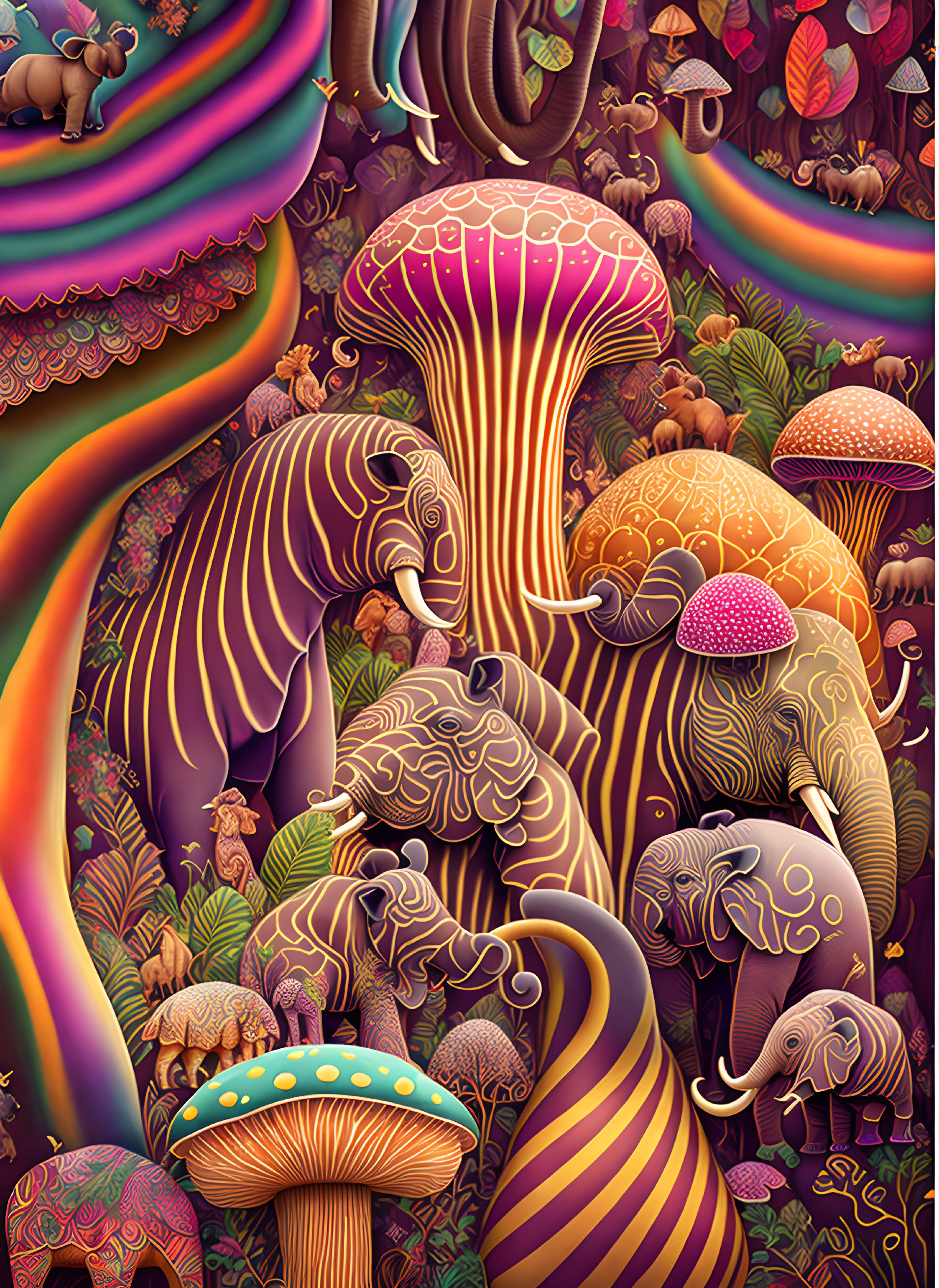 Crazy animals combined with mushrooms