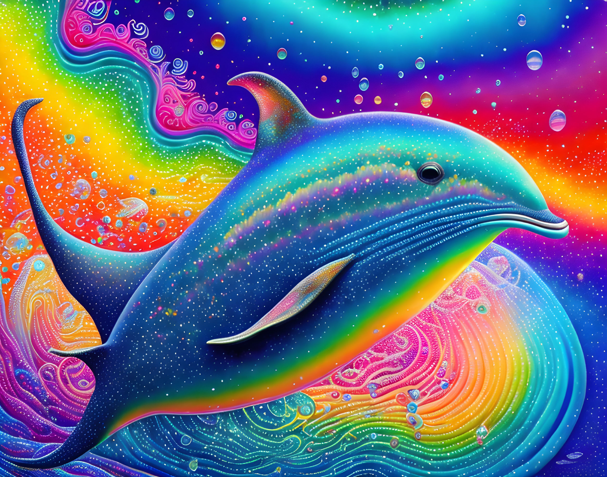 Psychedelic Dolphin/Orca hybrid in the ocean