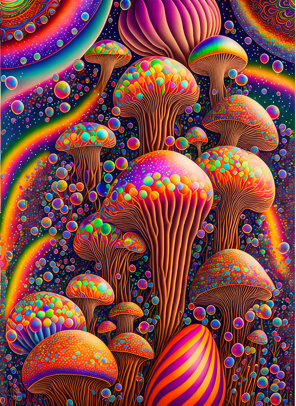 Mushrooms with many glass bulbs 