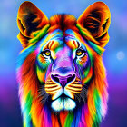 Colorful Lion Face Artwork with Psychedelic Design