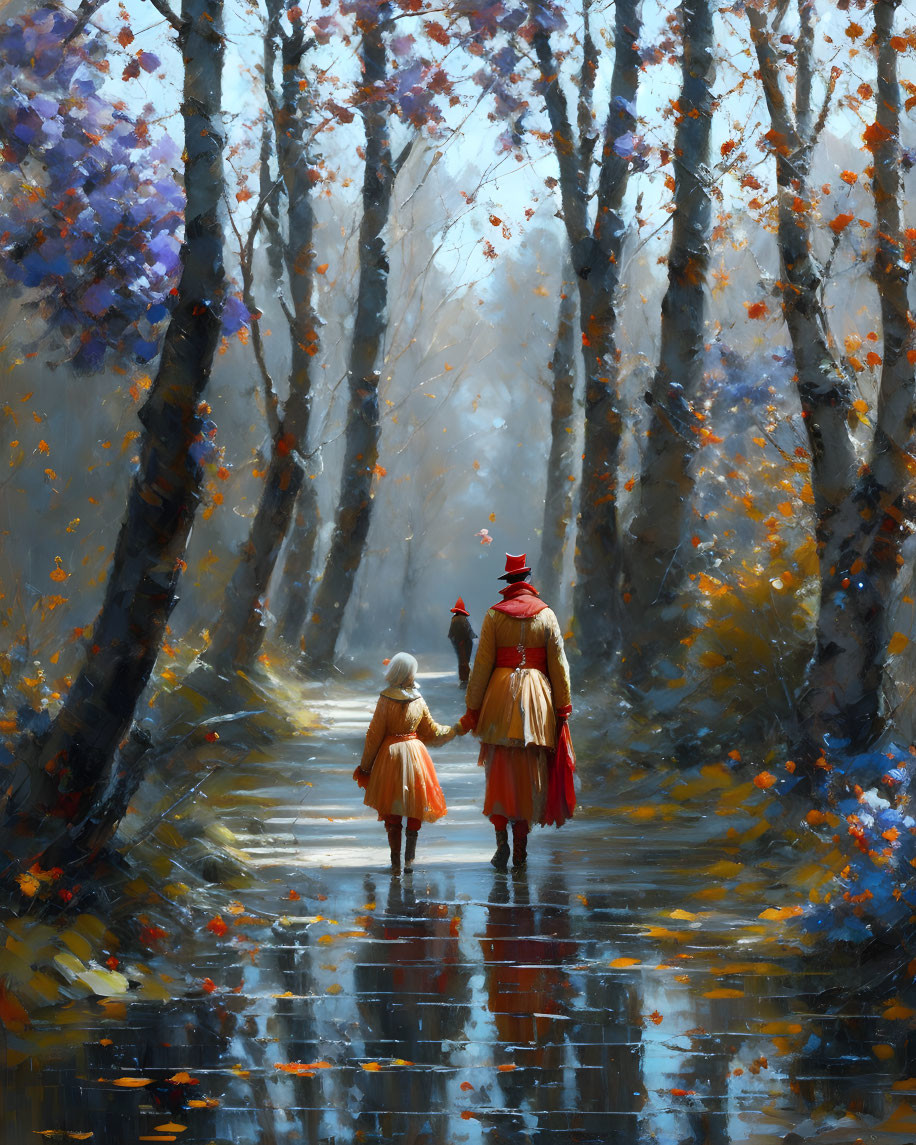 Mother and child walking together 