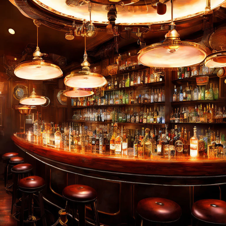 Well-Lit Bar with Elegant Decor and Inviting Atmosphere