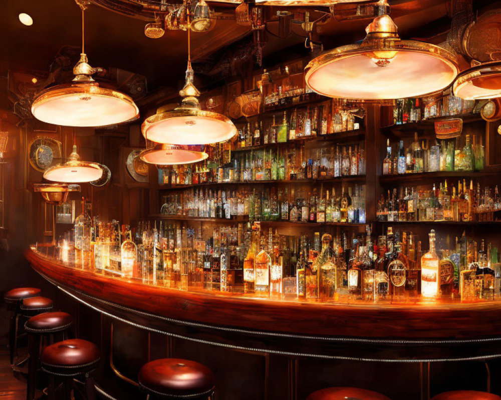 Well-Lit Bar with Elegant Decor and Inviting Atmosphere