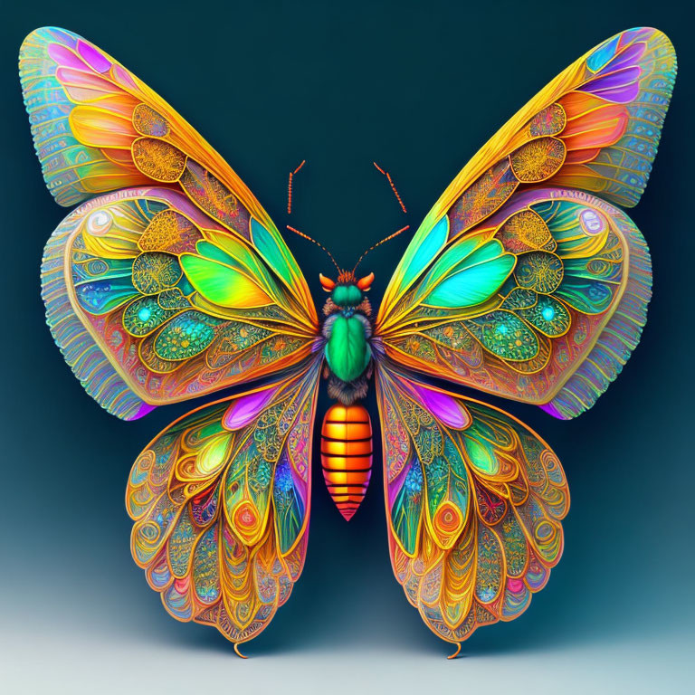 Colorful Butterfly Illustration on Dark Background