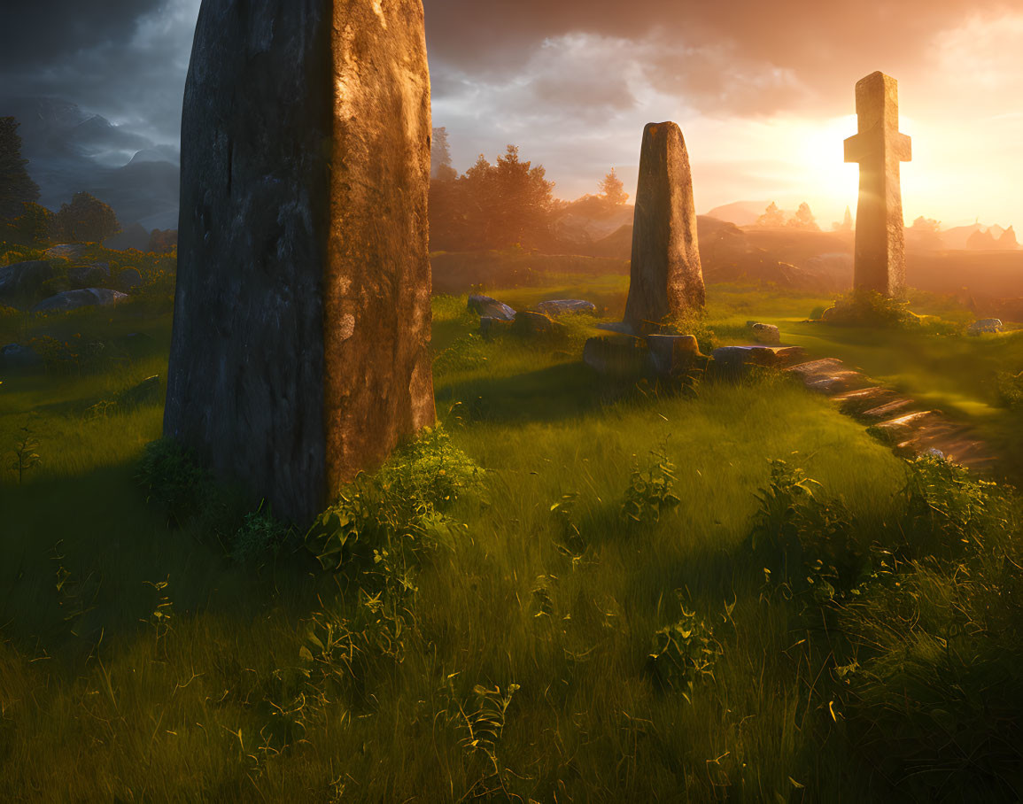Ancient megalithic Celtic cross.