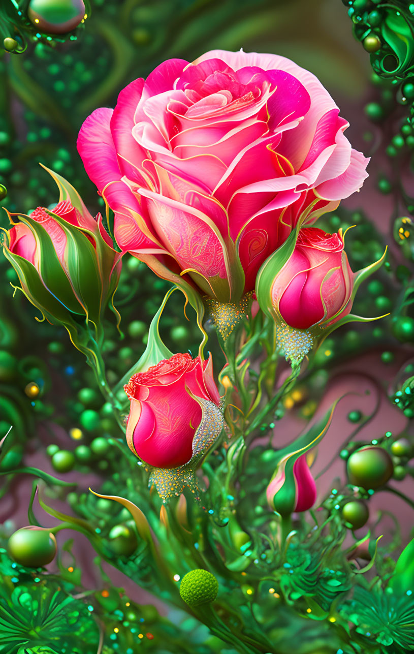 Fantasy biomorphic roses