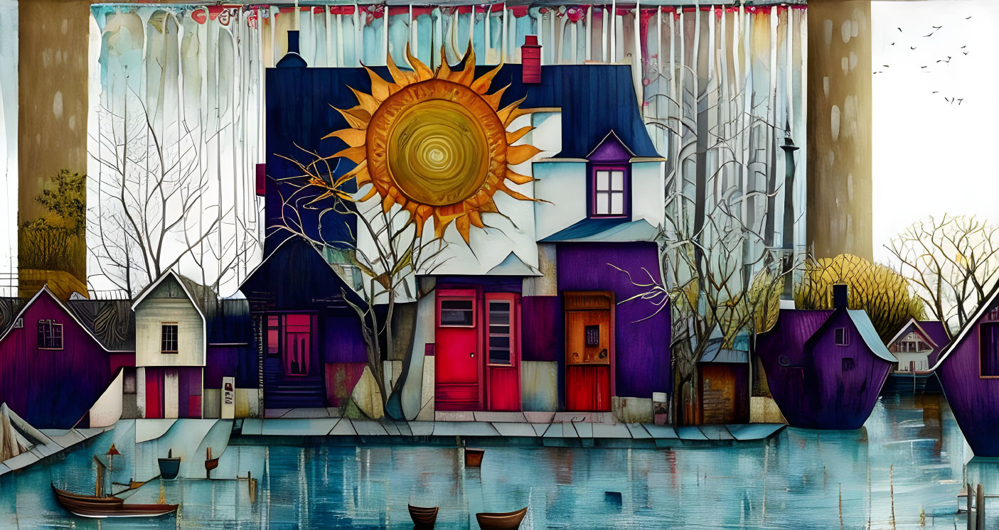 sun, houses