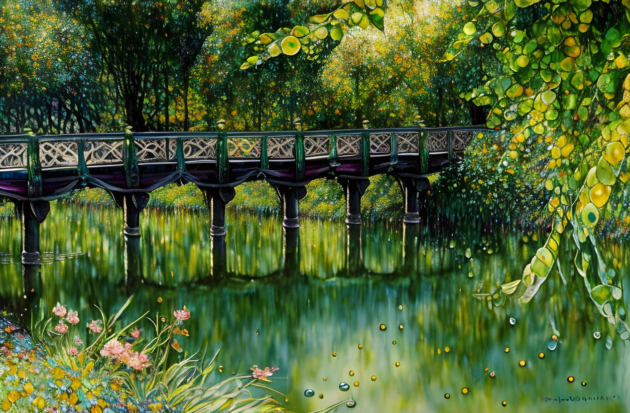a bridge on a lake