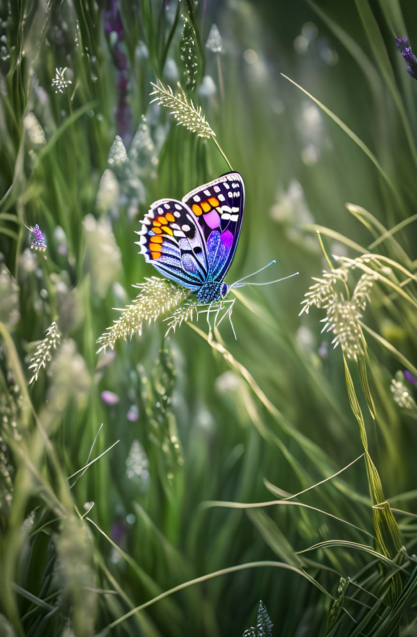 beautiful butterfly on a blade of grass