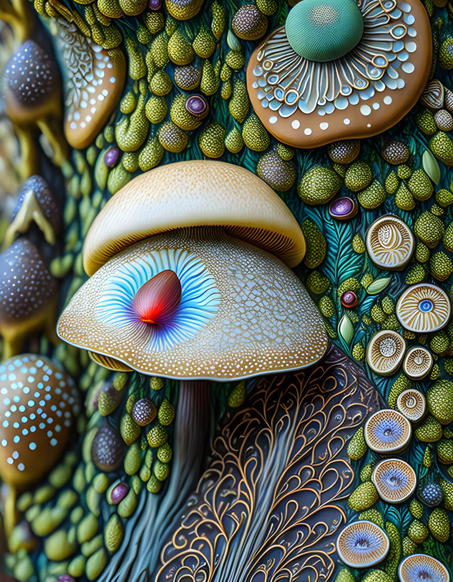 fantasy mushroom on the bark of a tree