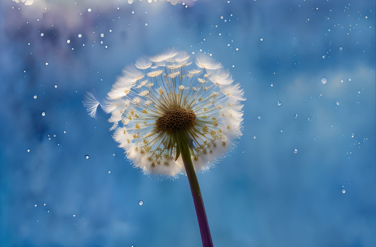 Beautiful white airy dandelion 