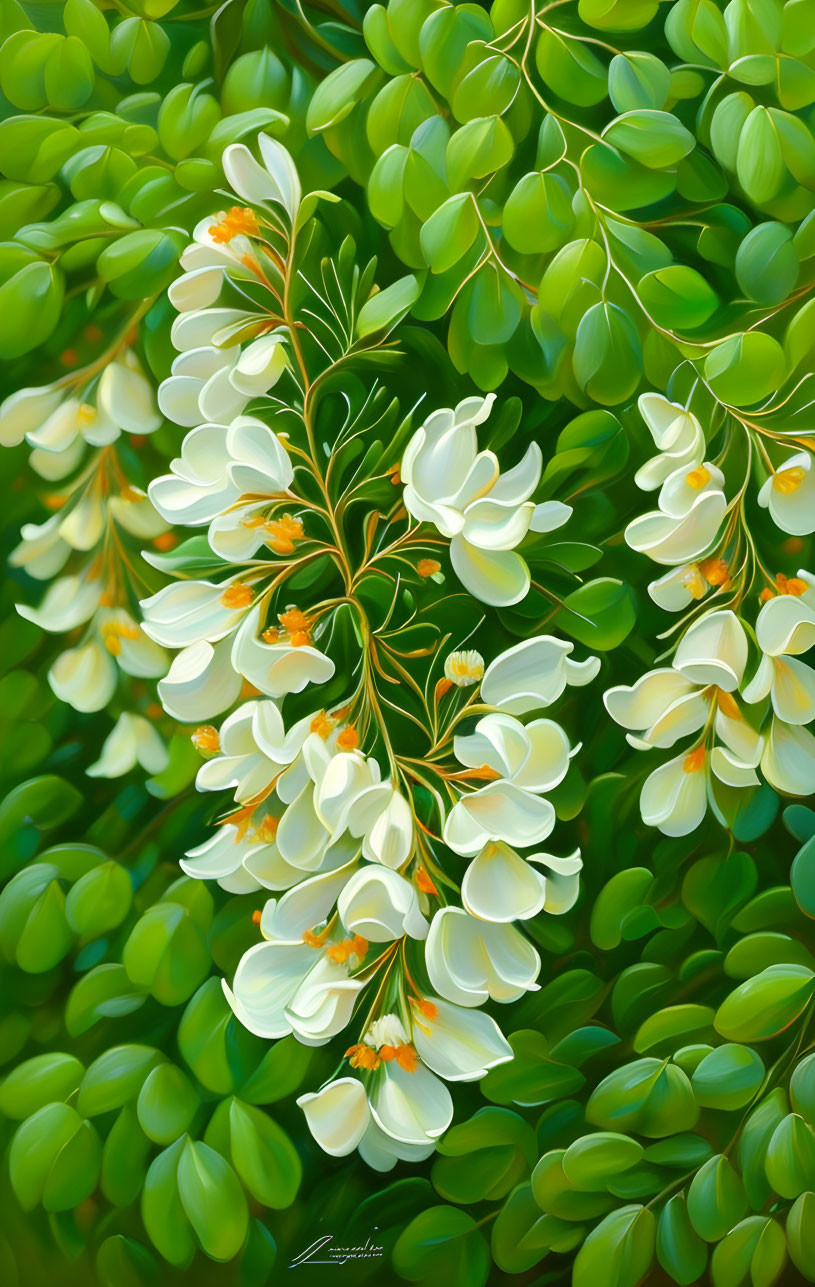 beautiful white acacia flowers