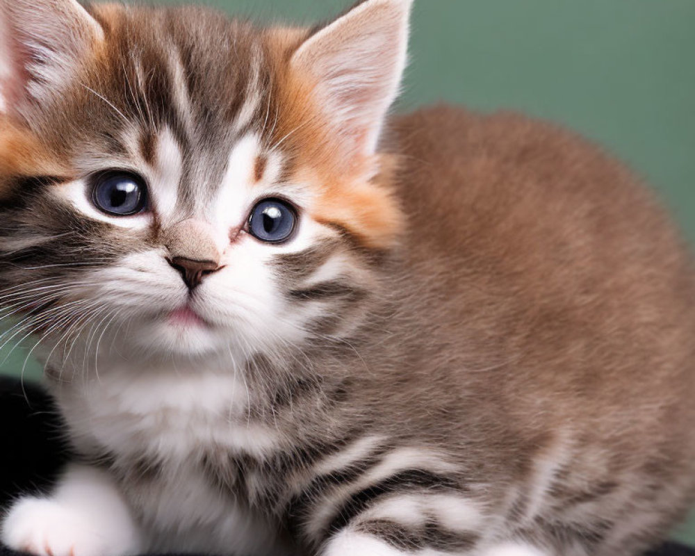 Brown and White Kitten with Striped Markings and Big Eyes