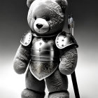 Anthropomorphic Teddy Bear in Medieval Armor with Pencil Lance