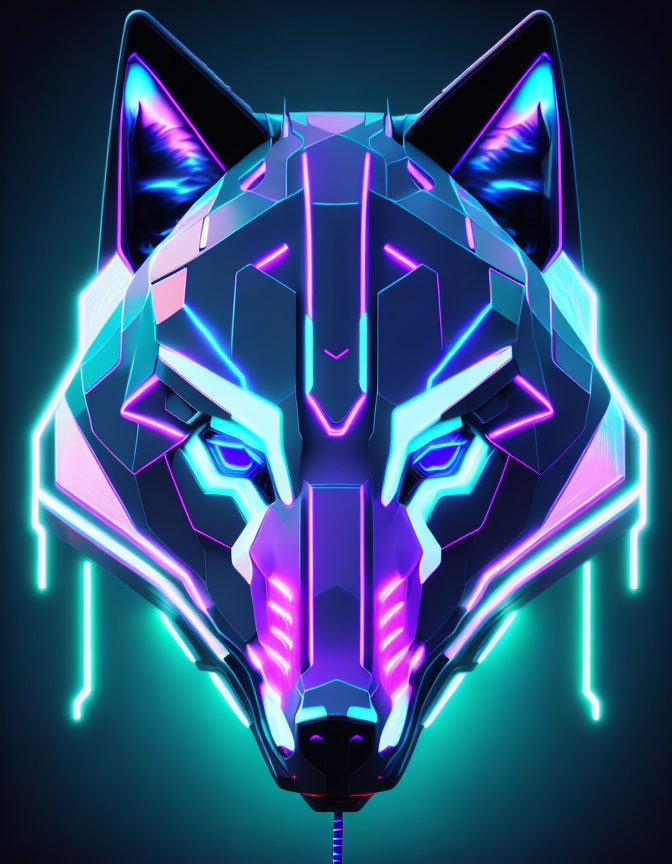 Neon Cyber wolf