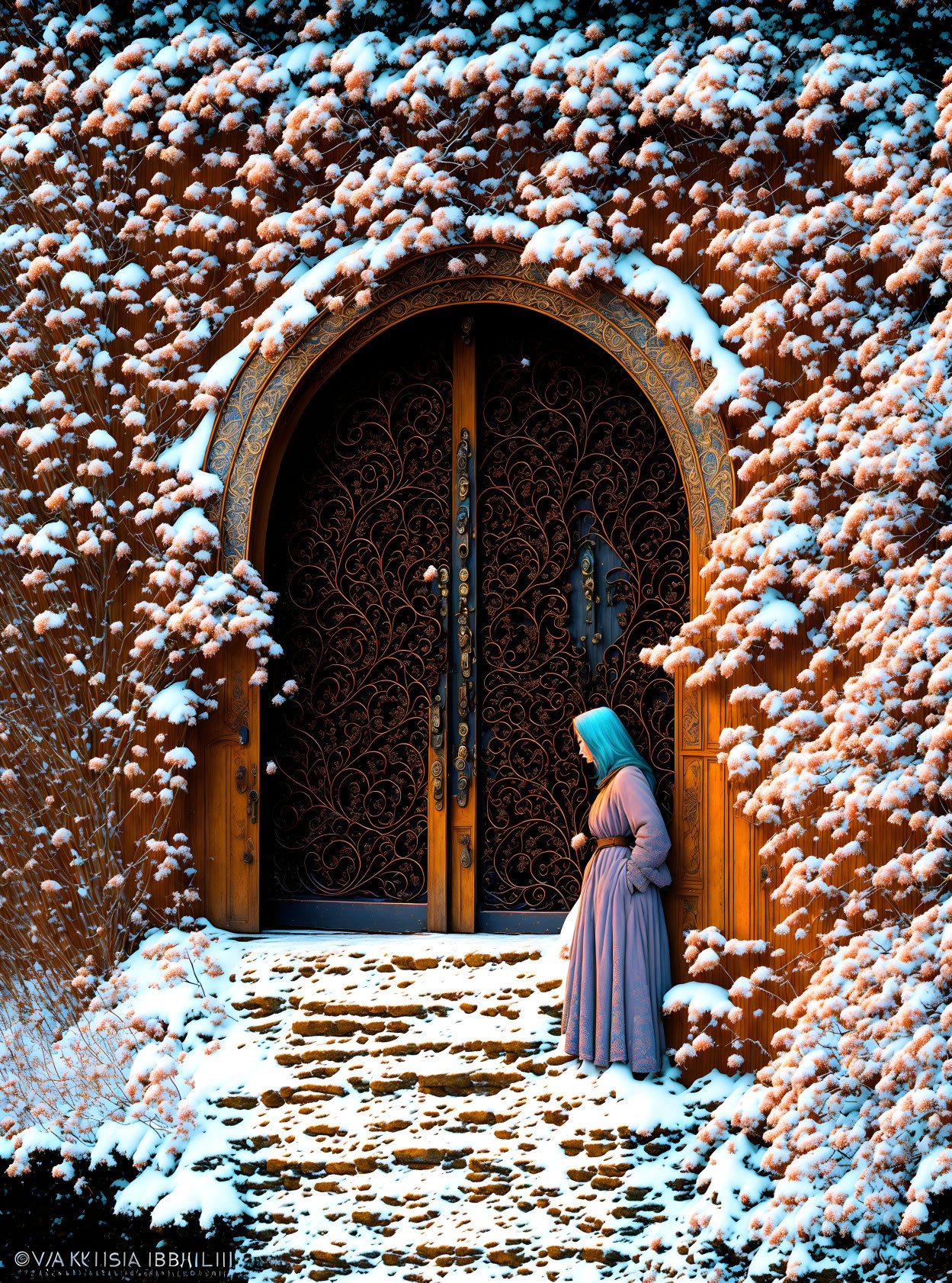 Magic door  in winter times.