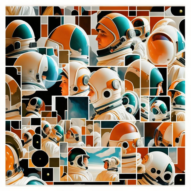 Collage of Astronaut Illustrations in Dynamic Poses