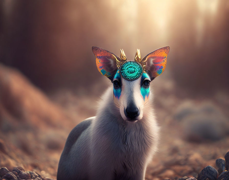Colorful Butterfly-Eared Dog-Like Creature in Moody Lighting