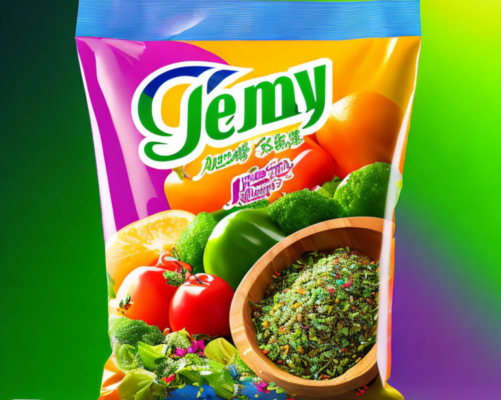 Colorful Jemy Aromat & Przyprawa Seasoning Bag with Vegetable Images