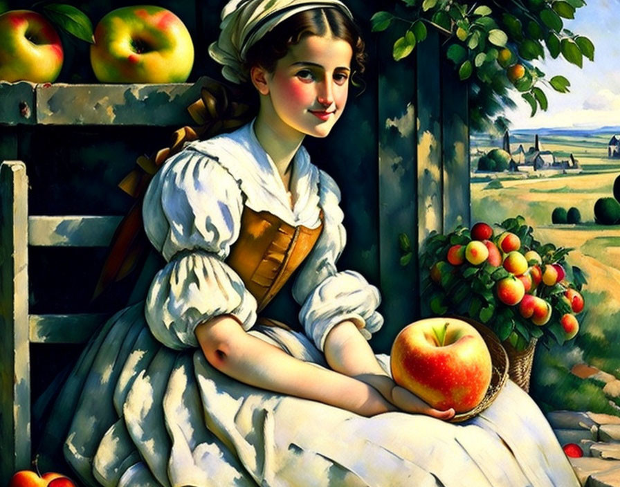 Girl with apples
