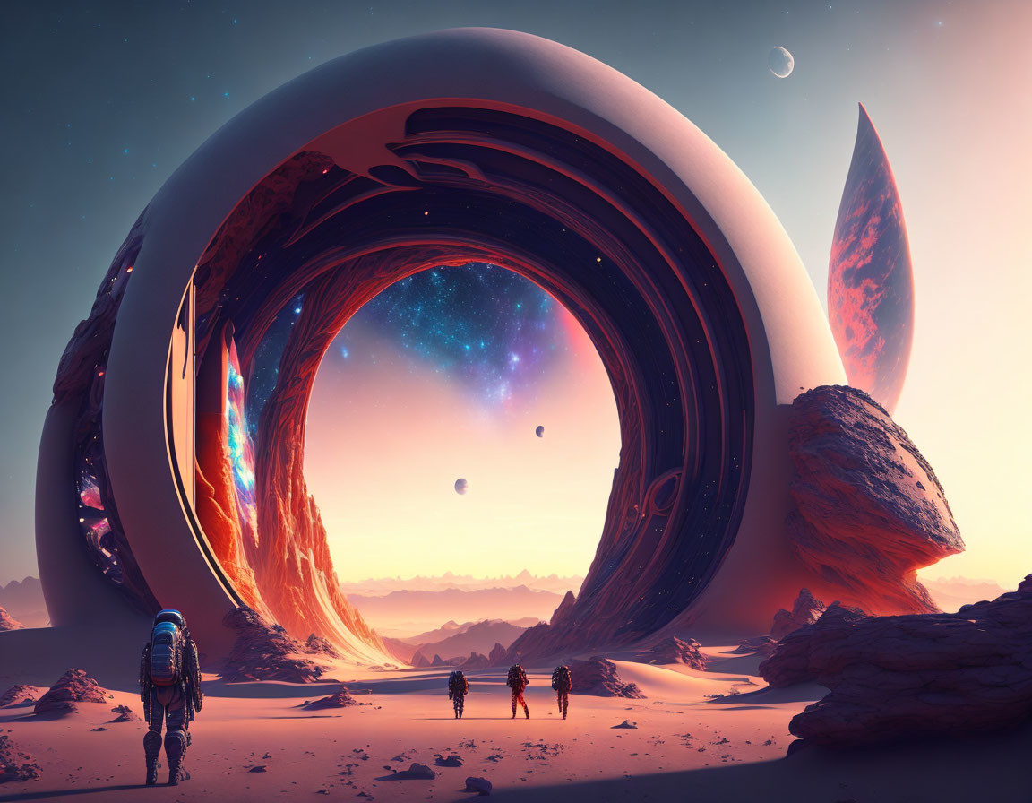 Astronauts discover ring-shaped portal on alien desert planet