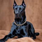 Majestic Black Great Dane with Piercing Eyes on Furry Surface