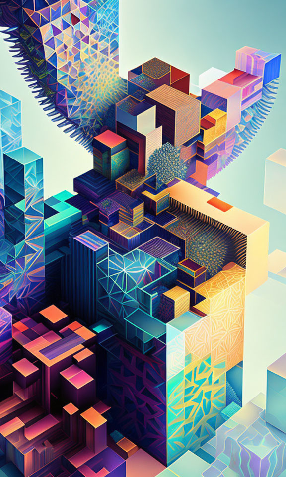 Geometric shapes and vibrant colors in abstract digital art