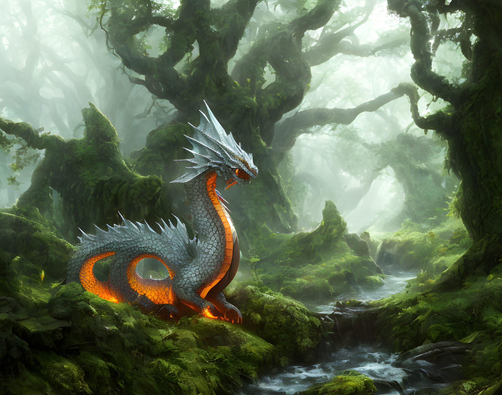 stone dragon in the forest
