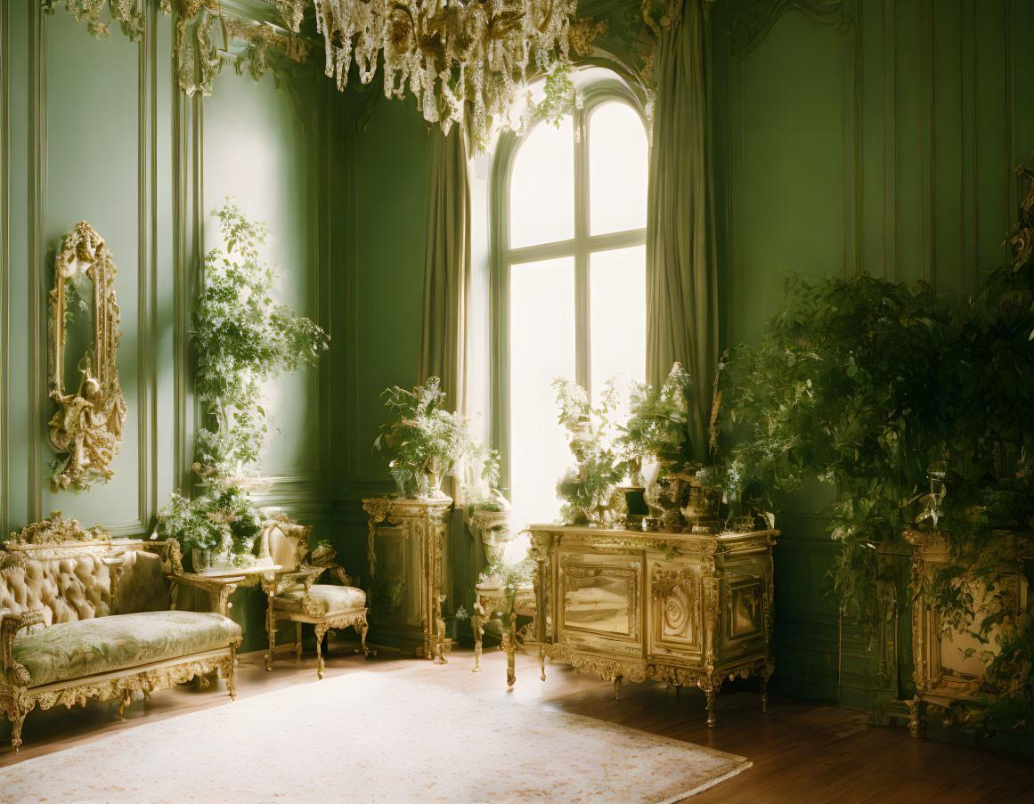 Interior in pastel green