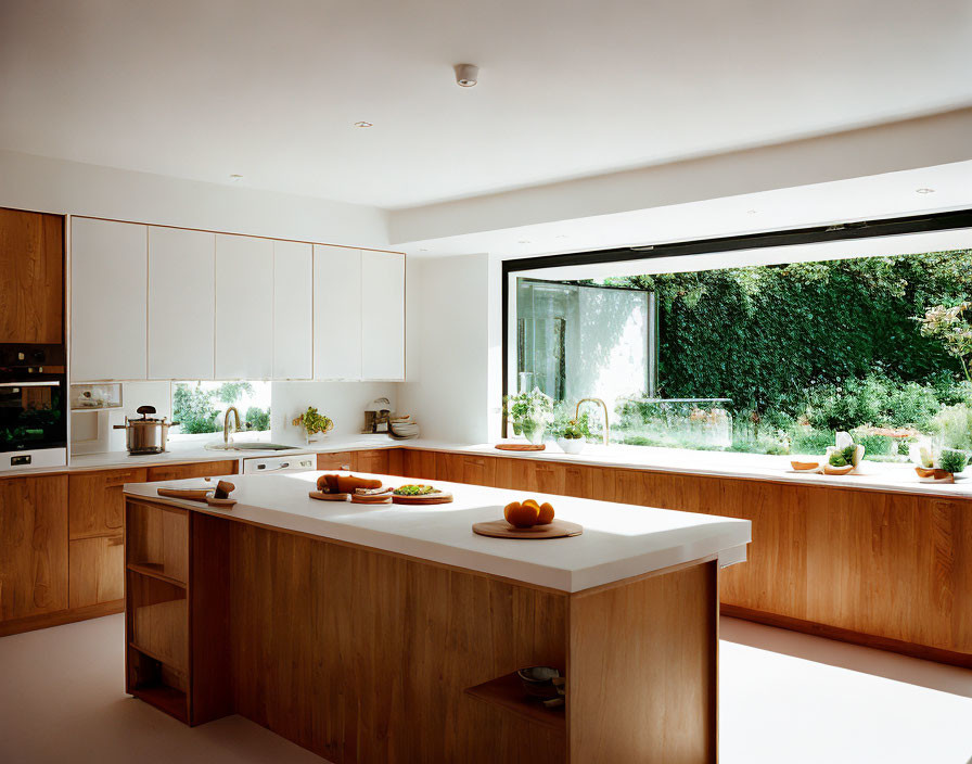 modern kitchen with wooden island 