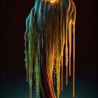 Surreal illustration: Lit candle melting into llama shape