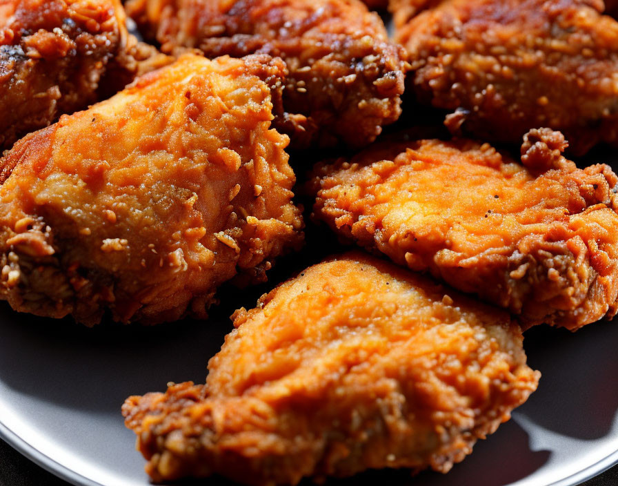 Golden-brown crispy fried chicken pieces on a plate