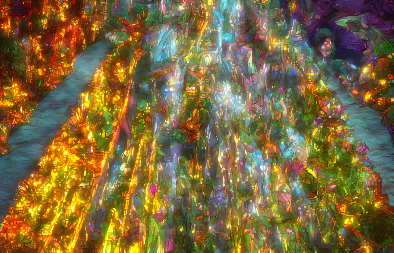 Vivid Abstract Image with Shimmering Mosaic-Like Colors